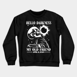 "Hello Darkness My Old Friend" Skeleton & Solar Eclipse Crewneck Sweatshirt